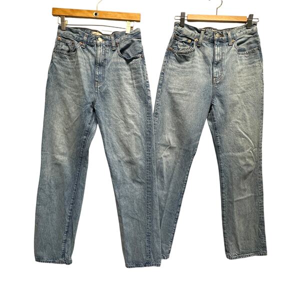 Set of 2 Madewell 90s Straight Medium Wash Women High Waist Jeans 26 - Picture 1 of 10